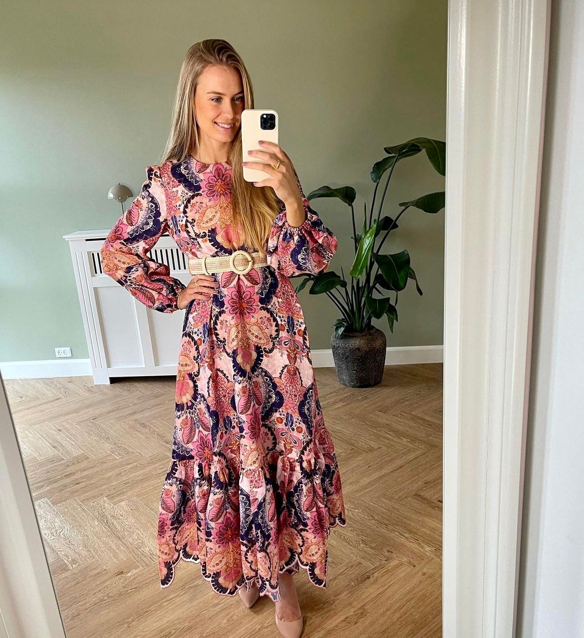 knee length dresses for ladies Hire ZIMMERMANN Laurel Frill Midi Dress – SUSTAINABLY. The Dress Hire main image 1