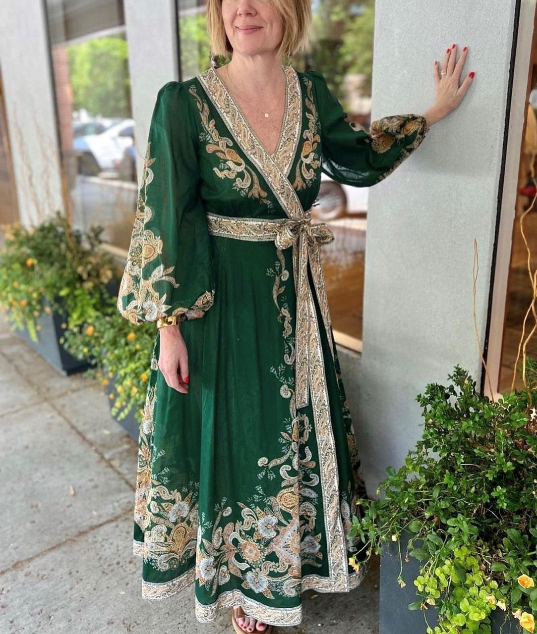 Wrap Midi Zimmermann Emerald Green Dress Zimmermann Cascade Ruffle